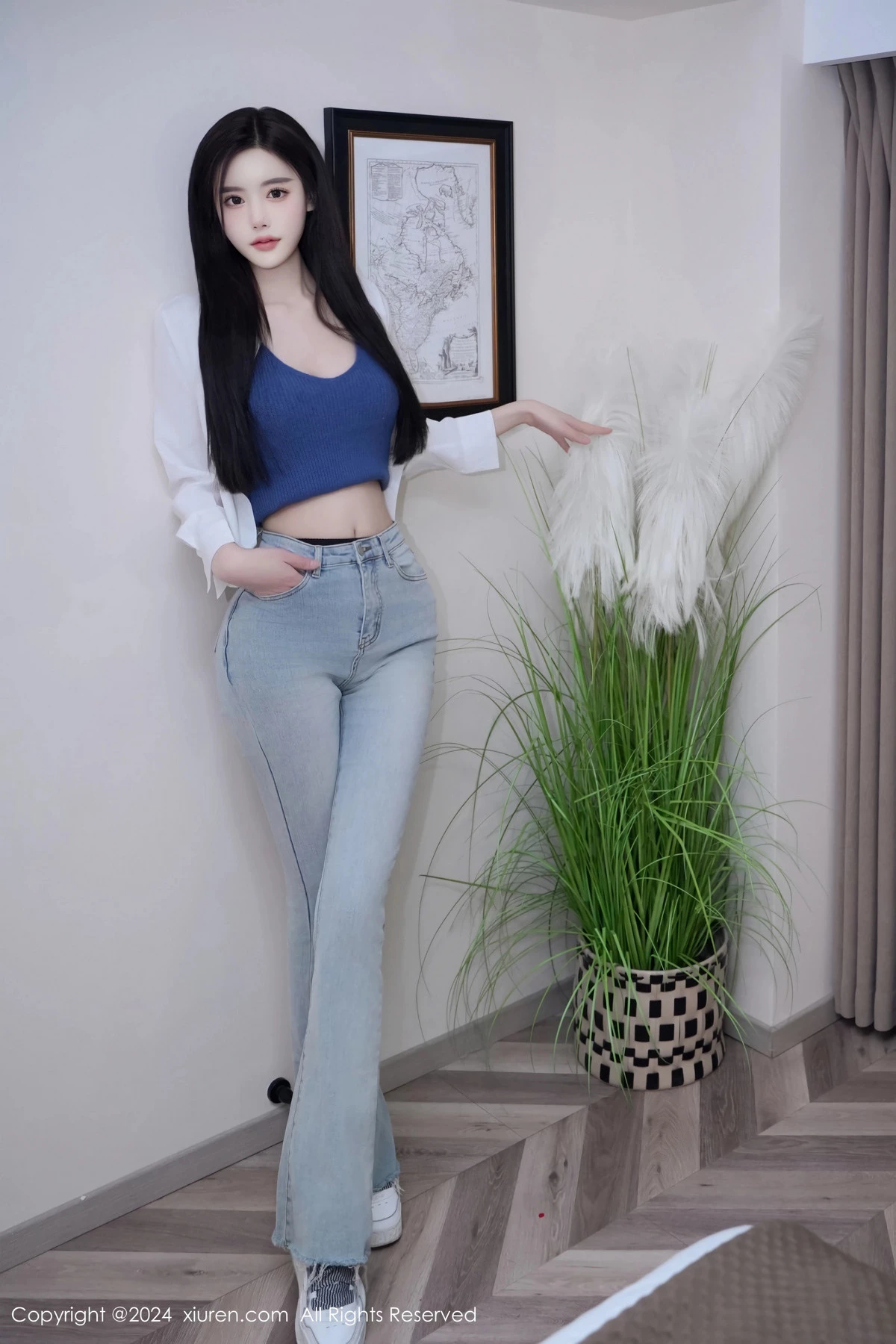 秀人集.com_[XiuRen秀人网]No.8186_模特晚苏susu性感白衬衣配牛仔裤露蓝色内衣秀完美身材诱惑写真67P