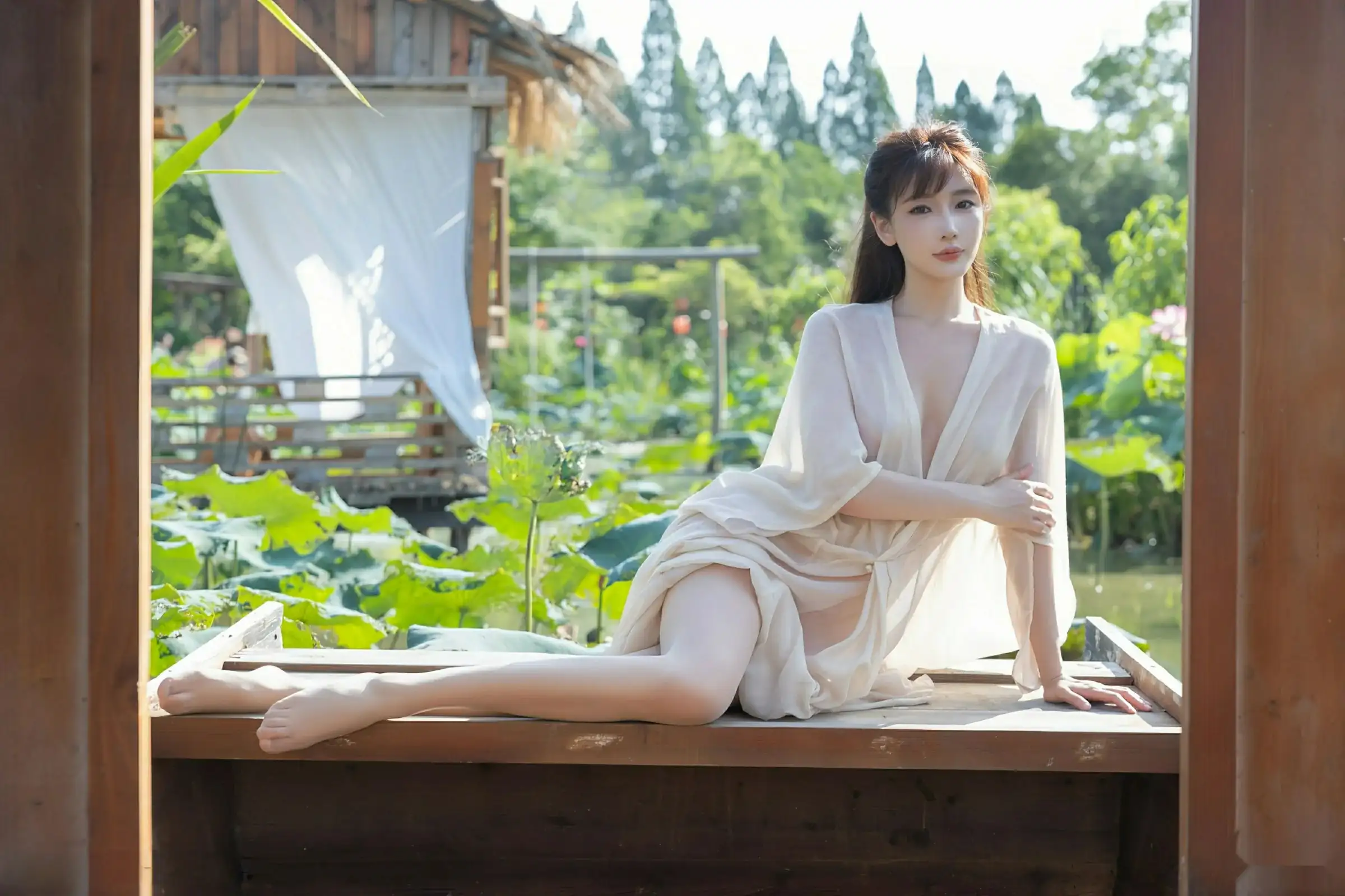 秀人集.com_[XiuRen秀人网]No.10630_模特陆萱萱户外性感浅色薄纱服饰配超薄肉丝秀柔美身姿诱惑写真76P